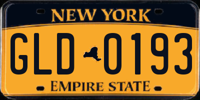 NY license plate GLD0193