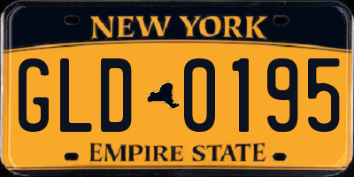 NY license plate GLD0195