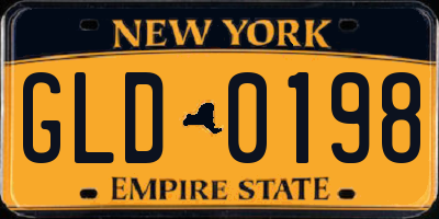 NY license plate GLD0198