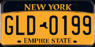 NY license plate GLD0199