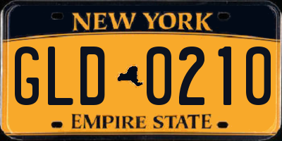 NY license plate GLD0210