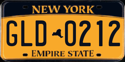 NY license plate GLD0212