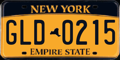 NY license plate GLD0215