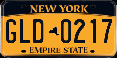 NY license plate GLD0217