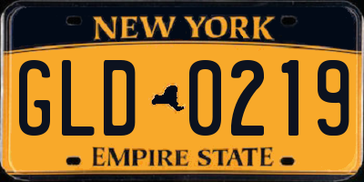 NY license plate GLD0219