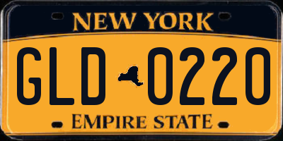 NY license plate GLD0220