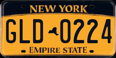 NY license plate GLD0224