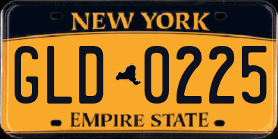 NY license plate GLD0225