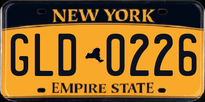 NY license plate GLD0226