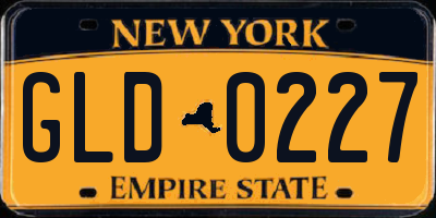 NY license plate GLD0227