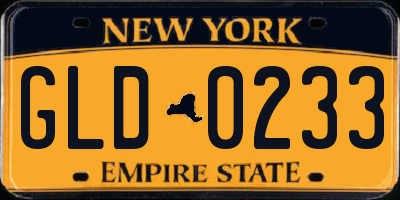 NY license plate GLD0233
