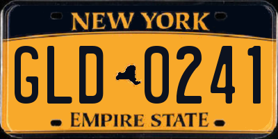 NY license plate GLD0241