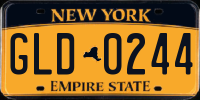 NY license plate GLD0244