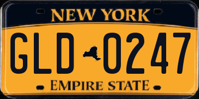 NY license plate GLD0247