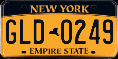 NY license plate GLD0249