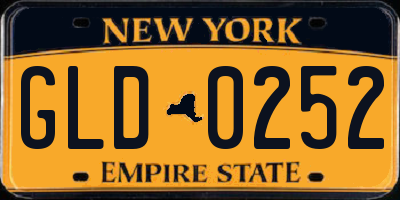 NY license plate GLD0252