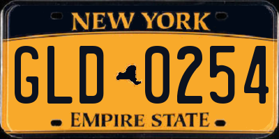 NY license plate GLD0254