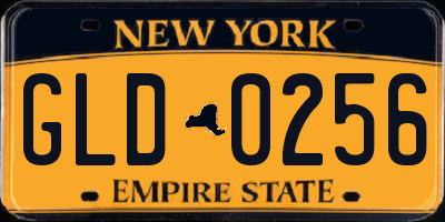 NY license plate GLD0256