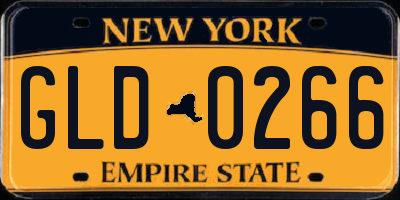 NY license plate GLD0266