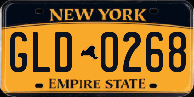 NY license plate GLD0268