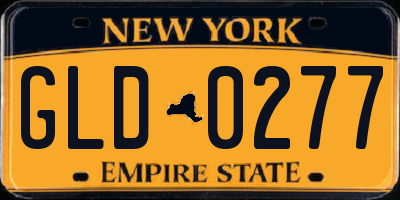 NY license plate GLD0277