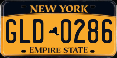 NY license plate GLD0286