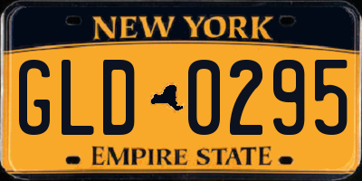 NY license plate GLD0295
