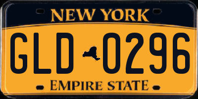NY license plate GLD0296