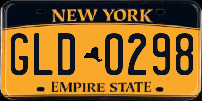 NY license plate GLD0298
