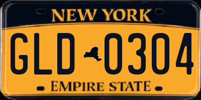 NY license plate GLD0304