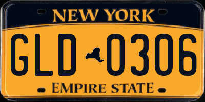 NY license plate GLD0306