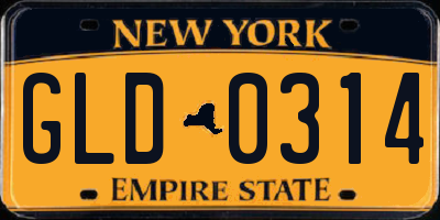 NY license plate GLD0314
