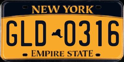 NY license plate GLD0316