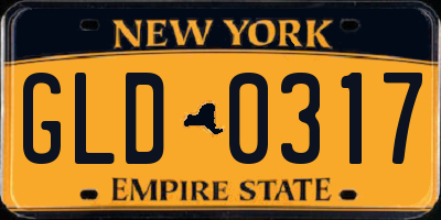 NY license plate GLD0317