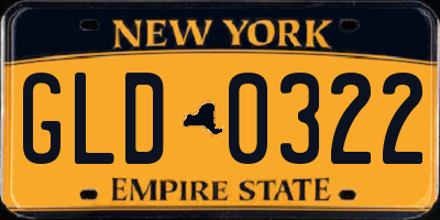 NY license plate GLD0322