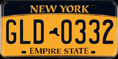NY license plate GLD0332