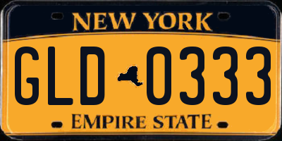 NY license plate GLD0333