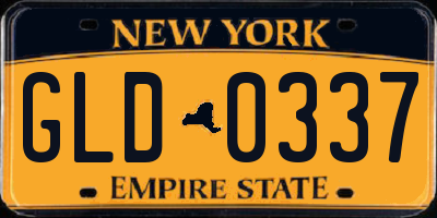 NY license plate GLD0337