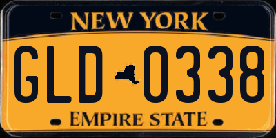 NY license plate GLD0338