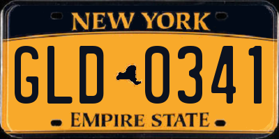 NY license plate GLD0341