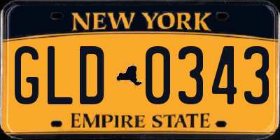 NY license plate GLD0343