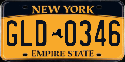 NY license plate GLD0346