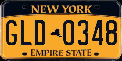 NY license plate GLD0348