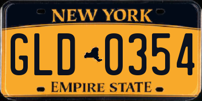 NY license plate GLD0354