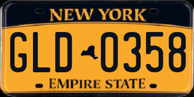 NY license plate GLD0358