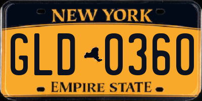 NY license plate GLD0360