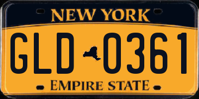 NY license plate GLD0361