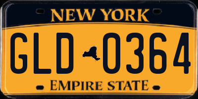 NY license plate GLD0364