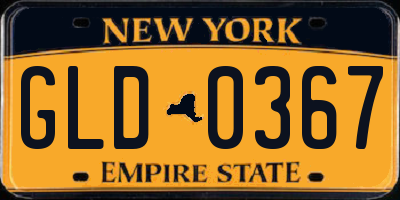 NY license plate GLD0367