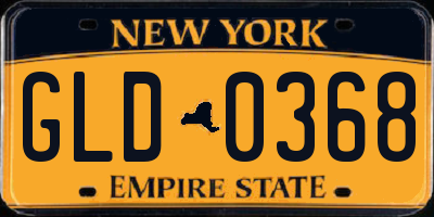 NY license plate GLD0368